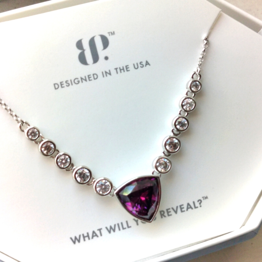 Bomb party OG april 2024 necklace amethyst rhodium plating a moment's gaze